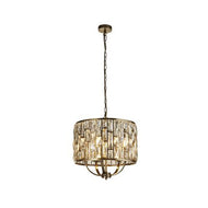 Bijou 5 Light Antique Brass & Champagne Glass Pendant Light, LHSL6585-5AB, ceiling light,