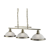 Bistro Antique Brass 3 Light Ceiling Bar Pendant With Marble Glass Shades, LHSL2683-3AB, ceiling light,