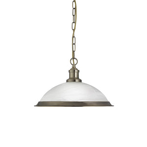 Bistro Antique Brass Pendant Light With Marble Glass Shade