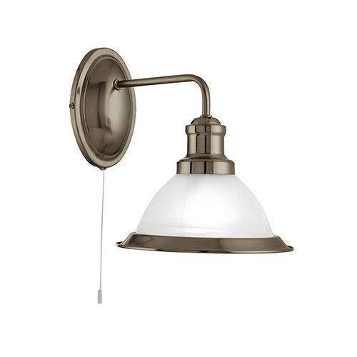 Bistro Antique Brass Wall Light with Marble Glass Shade