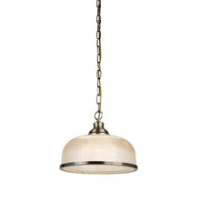 Load image into Gallery viewer, Bistro II Pendant - Antique Brass &amp; Holophane Style Glass
