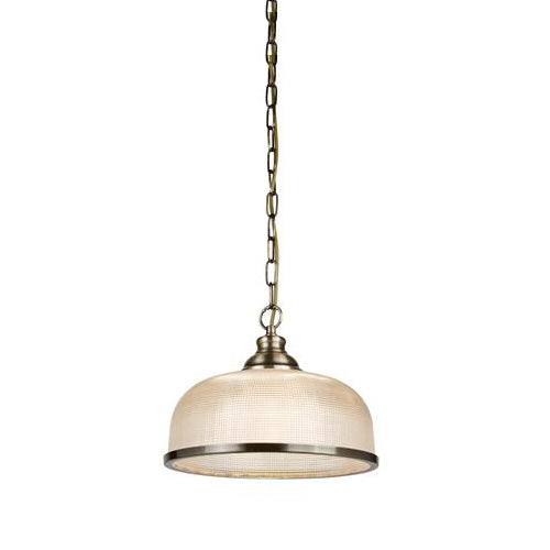 Bistro II Pendant - Antique Brass & Holophane Style Glass