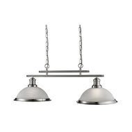 Bistro 2 Light Satin Silver Ceiling Bar Pendant With Marble Glass Shades, LHSL2682-2SS, ceiling light,