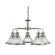Bistro 5 Light Satin Silver Ceiling Fitting w/ Marble Glass Shades, LHSL1595-5SS, ceiling light,