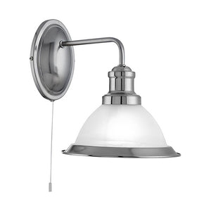 Bistro Satin Silver Wall Light with Marble Glass Shade