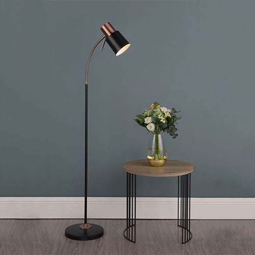 Floor Lamp Black + Copper ES In Use