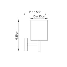 Load image into Gallery viewer, Line drawing of Brio Antique Brass Wall Light with dimensions, LHENDBRIO-1WBAB, wall light,
