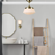 Caden Bathroom Semi Flush Antique Brass Opal Glass IP44 on bathroom ceiling, LHDARCAD0175, ceiling light, 