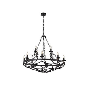 Cartwheel III 12LT Pendant - Black Wrought Iron