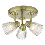 Cedric 3 Light Spotlight Antique Brass Glass IP44 Bathroom Ceiling Light, LHDARCED7675, bathroom ceiling light,