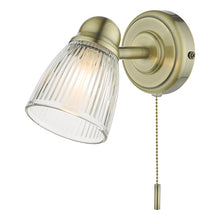 Load image into Gallery viewer, Cedric Bathroom Single Wall Spotlight Antique Brass Glass IP44
