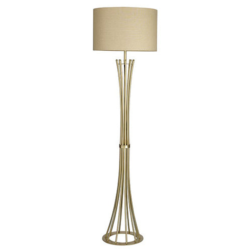 Champagne Silver Finish w/ Beige Linen Shade Juliet Floor Lamp