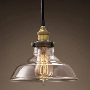 Clear Glass Pendant - Antique Brass