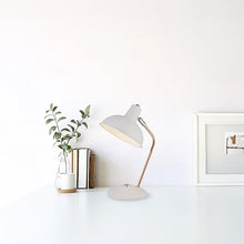 Load image into Gallery viewer, Copper &amp; Matt White Arc Desk Lamp In Use
