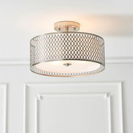 Cordero 3 Light Satin Nickel Flush on ceiling of bright room, LHEND81966, ceiling light,