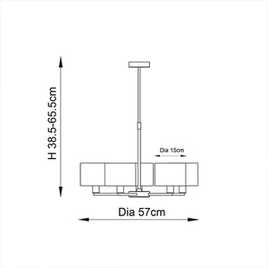 Daley 5LT Pendant Dark A/Bronze Dimensions