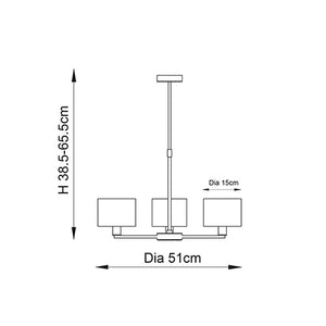 Daley Matt Nickel 3lt Pendant Dimensions