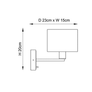 Daley 1lt Wall Light Dark A/Bronze Dimensions