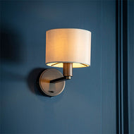 Daley 1 Light Dark A/Bronze Wall Light on blue accented wall, LHEND73018, wall light,