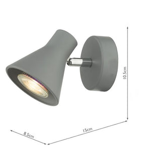 Diza Single Spotlight Matt Grey  Dimensions