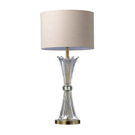 Elegant Glass Table Lamp with Antique Brass Base and Oatmeal Shade, LHCLTL40125, table lamp, 