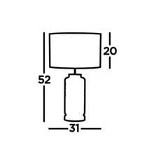 Load image into Gallery viewer, Ellie Table Lamp Column Ridged Glass Base &amp; Grey Shade Dimensions
