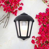 Fumagalli Fabio Black Half Lantern on Wall with flowers surrounding it, LHECIFMM20000E27A, Outdoor wall light,