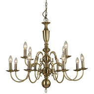 Flemish Fitting 8+4LT Antique Brass Chandelier, LHCLLF9329/8+4AB, ceiling light,