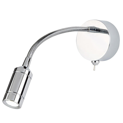 Flexy Lexy Led Adjustable Wall Light - Chrome, With Flexy, a chrome round base mounts the wall with the light then suspending from a fully flexible chrome arm, which can be adjusted at your discretion. This feature makes the ideal nightlight for late night reading.