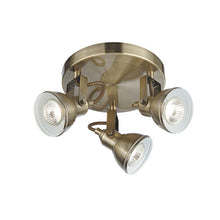 Load image into Gallery viewer, Focus Antique Brass 3 Light Ceiling Spotlight
