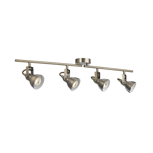 Focus Antique Brass 4 Light Ceiling Spotlight With Adjustable Bar