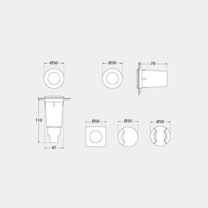 Fumagalli Aldo Square In-Ground/Recessed G9 LED Dimensions