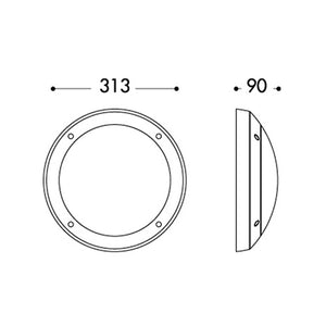 Fumagalli GELMI PLAIN E27 Bulkhead BLACK body Round Dimensions