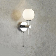 Global Chrome Metal & Opal Glass Wall Light on wall, LHSL4337-1-LED, bathroom wall light,
