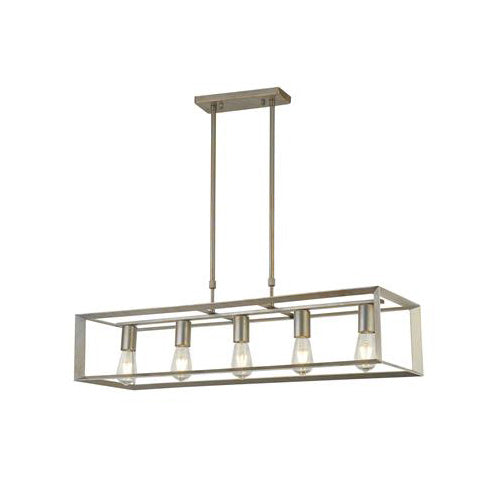 Heaton 5LT Pendant - Brushed Gold/Silver Metal