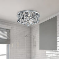 Hanna 4 Light Chrome Metal & Clear Crystal Flush Ceiling Light, LHSL2204-4CC, ceiling light,