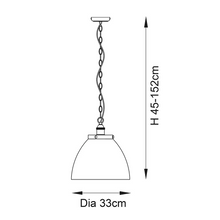 Load image into Gallery viewer, Line drawing of Hansen Brushed Silver + Glass Grand Pendant with dimensions, LHEND106896, ceiling light,
