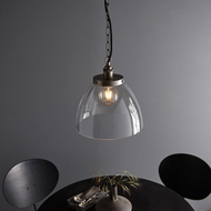 Hansen Brushed Silver + Glass Grand Pendant above dining table, LHEND106896, ceiling light,