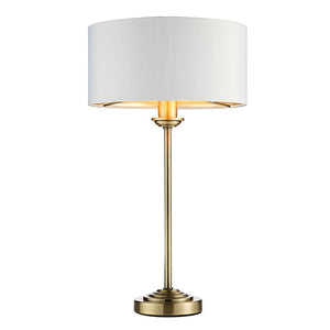 Highclere Table Lamp Antique Brass/White Shade