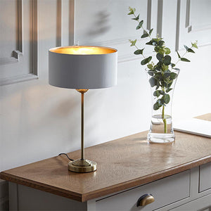 Highclere Table Lamp Antique Brass/White Shade