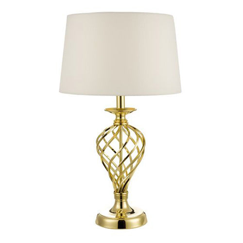 Iffley Touch Table Lamp Gold Cage Twist Base With Shade