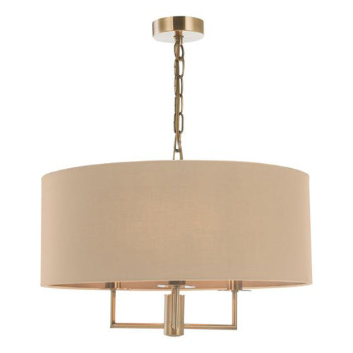 Jamelia 3 Light Shadelier Antique Brass Taupe Shade