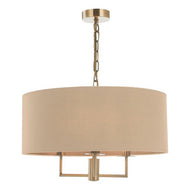 Jamelia 3 Light Shadelier Antique Brass Taupe Shade, LHDARJAM0301, ceiling light, 