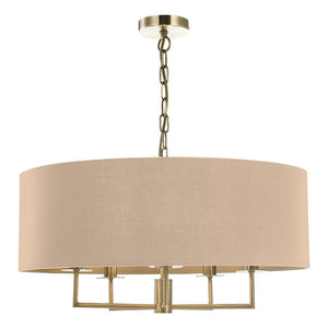 Jamelia 5 Light Shadelier Antique Brass Taupe Shade