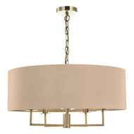 Jamelia 5 Light Shadelier Antique Brass Taupe Shade, LHDARJAM0501, ceiling light, 