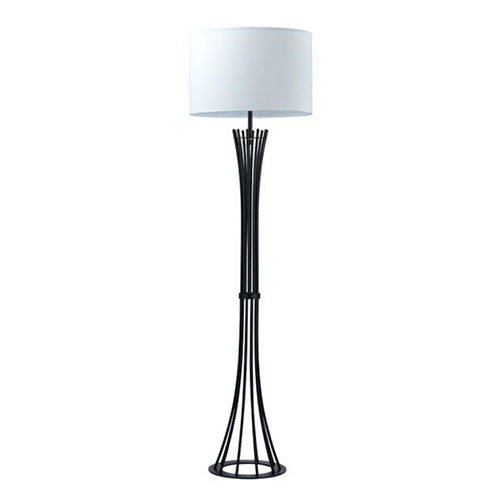 Juliet Matt Black w/ Beige Linen Shade Floor Lamp