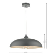 Load image into Gallery viewer, Kaelan 1 Light Single Pendant Graphite Dimensions
