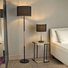 Load image into Gallery viewer, Kelso Table Lamp Matt Black Polished Copper With Shade And Kelso Floor Lamp
