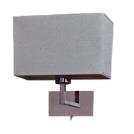Wall-mounted light fixture with a gray rectangular shade on a white background, Kingsley 1 x E27 Wall Light Chrome, LHCLWB94913/CR,