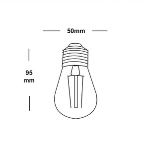 5Mtr E27 IP44 Festoon Set c/w 2.2W 3000K Lamps - Interlinkable Dimensions Bulb